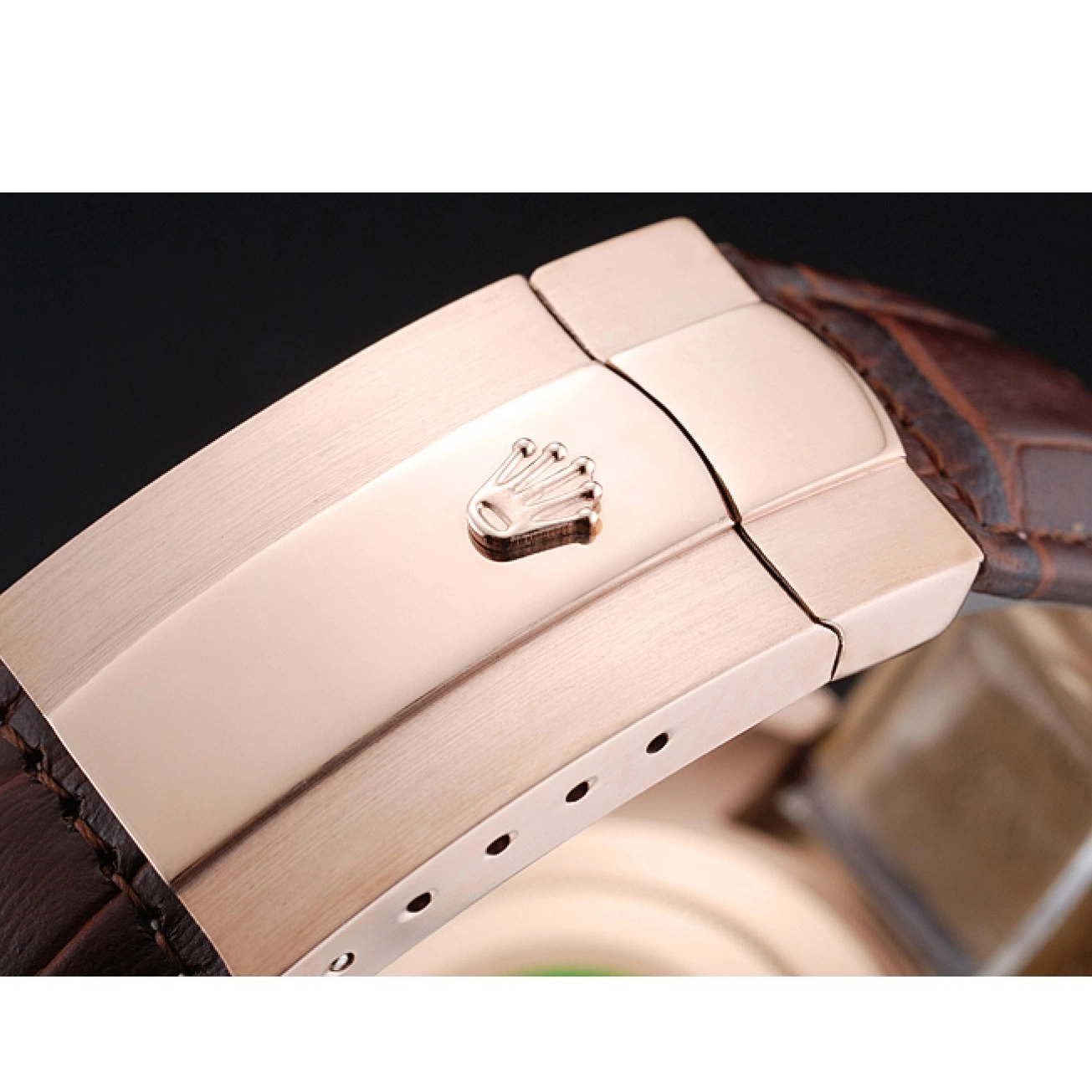 MiroTime 0726 Rolex Cosmograph Daytona Brown Dial Rose Gold Case Brown Leather Bracelet 1454243